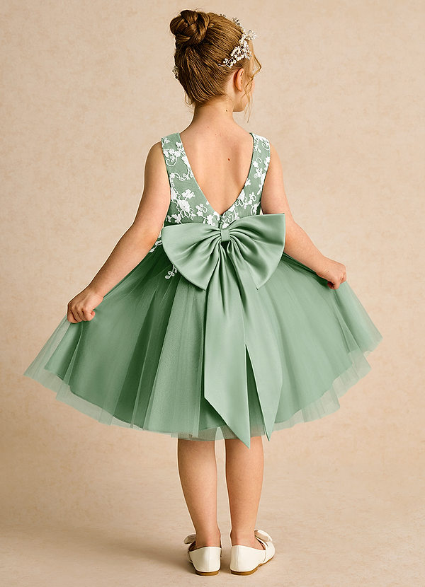 Azazie Butterfly Blumenkinder Kleider A-Linie Spitze Kleid Matcha image1