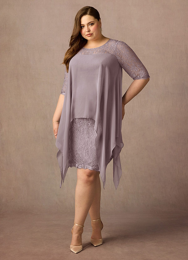 Azazie Flo Mother of the Brides Dresses Dusk A-Line Lace Chiffon Dress image1