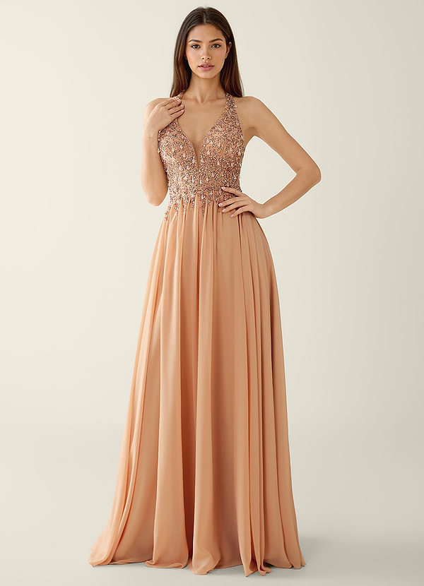 Dunsper Blozen Galajurk van satijnchiffon met strass- en paillettenborduursel image1