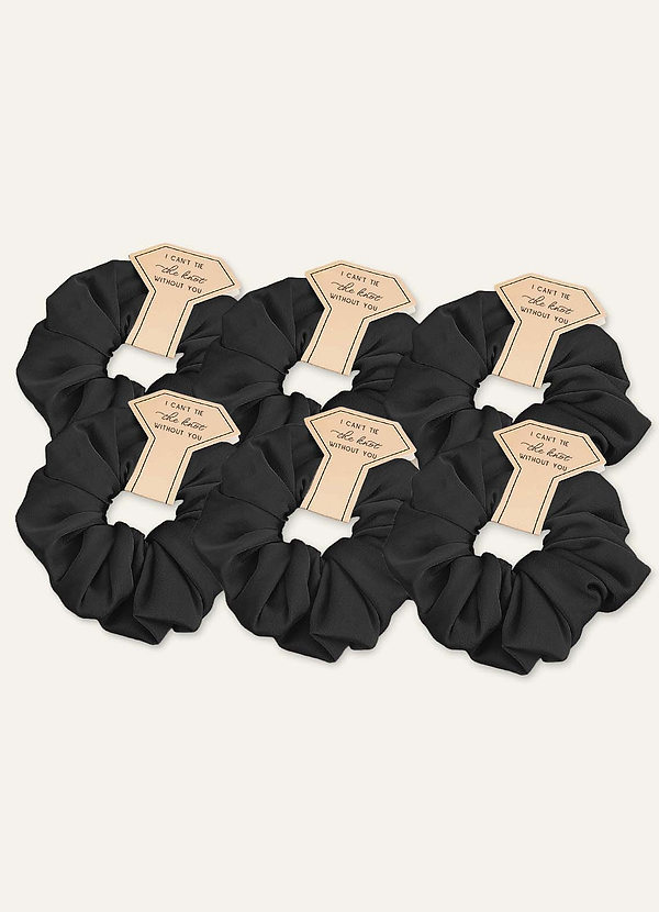 front Conjunto de 6 coleteros elásticos de satén para dama de honor de color a juego