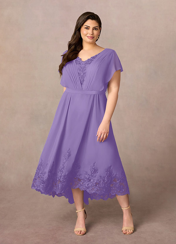 Azazie Palana Abiti da Mamma Sposa Abito A-Line in Chiffon Pizzo Blu Reale image1