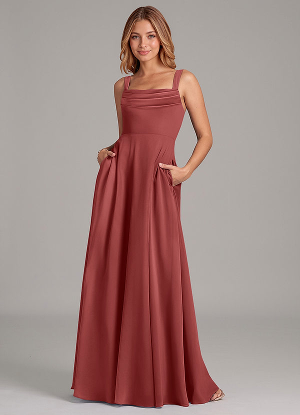 Shaude Bridesmaid Dresses Terracotta A-Line Pleated Chiffon Dress image1