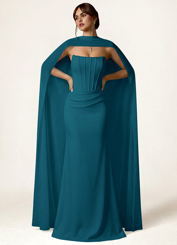 front Azazie Matching Color Chiffon Pearl Trim Scarf