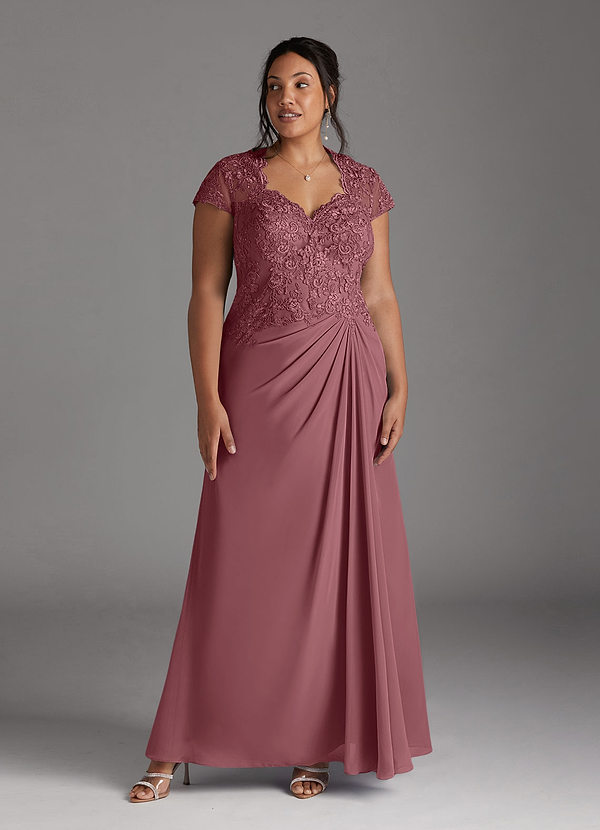 Azazie Junie Mother of the Brides Dresses Desert Rose A-Line Lace Chiffon Dress image1