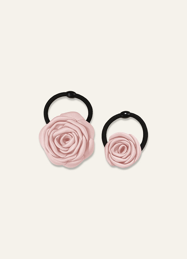 front Darling Poise Matte Satin Ivory Flower 2-Piece Hair Tie Set