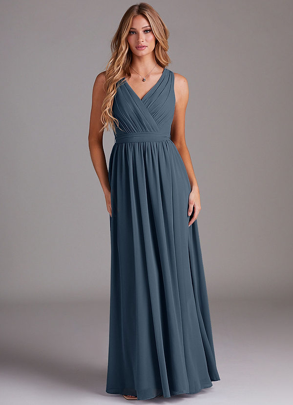 Azazie Kingsley Vestidos Dama de Honor Vestido de Neptuno de Gasa de Corte en A con Encaje image1