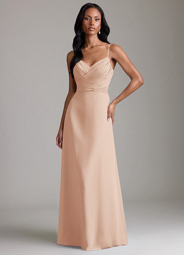 Azazie Kali Bridesmaid Dresses English Rose A-Line Pleated Chiffon Dress image1