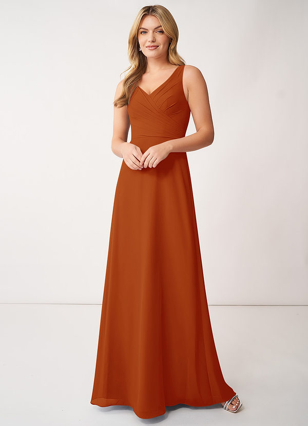 Paprika Modest Bridesmaid Dresses Azazie 0643