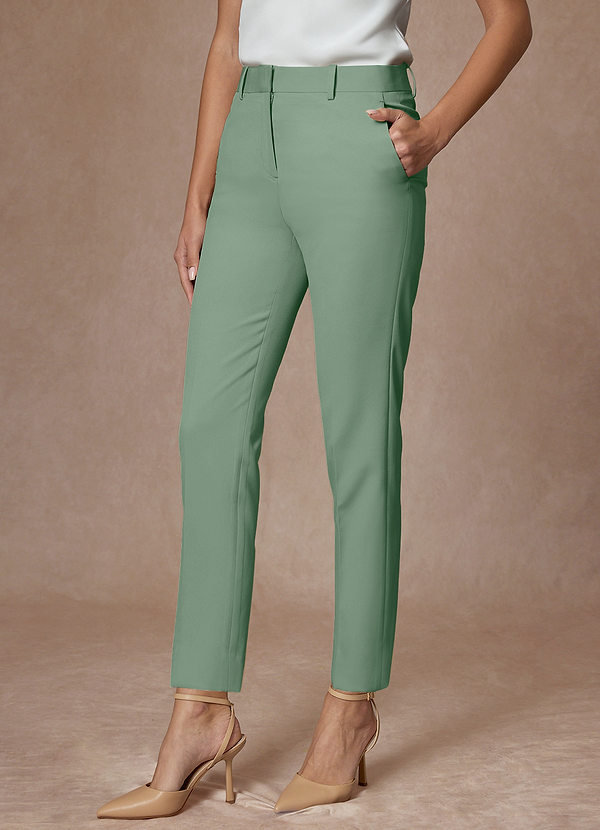 front Whitney Matcha Structured Stretch Full Length Dress Pants