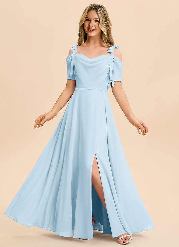 Azazie Giselle Junior Klä av A-Line i Chiffong Av axeln image1