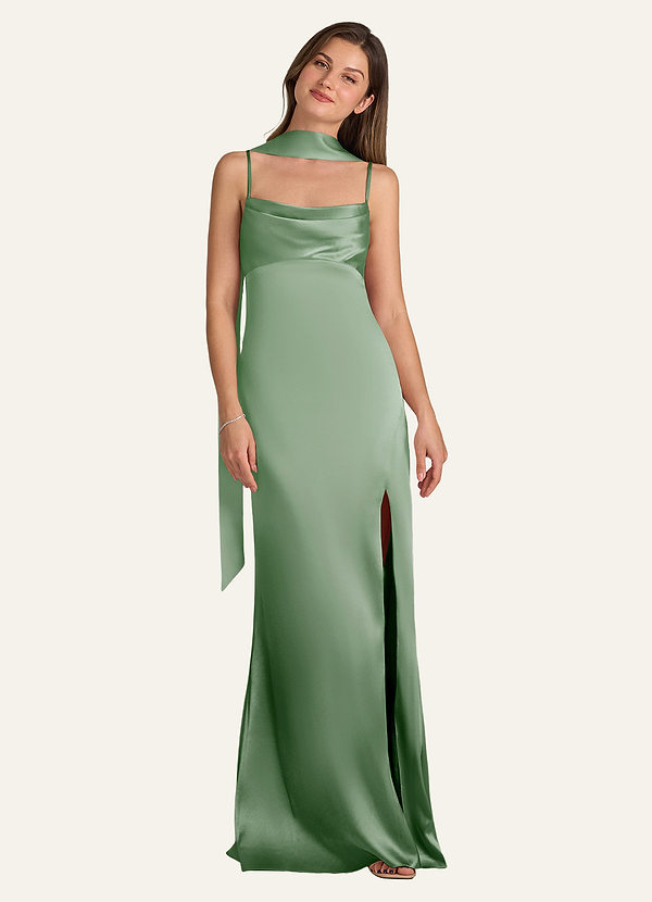 front Azazie Matching Color Matte Satin Scarf