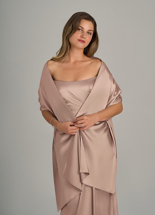 front Azazie Matching Color Metallic Satin Shawl