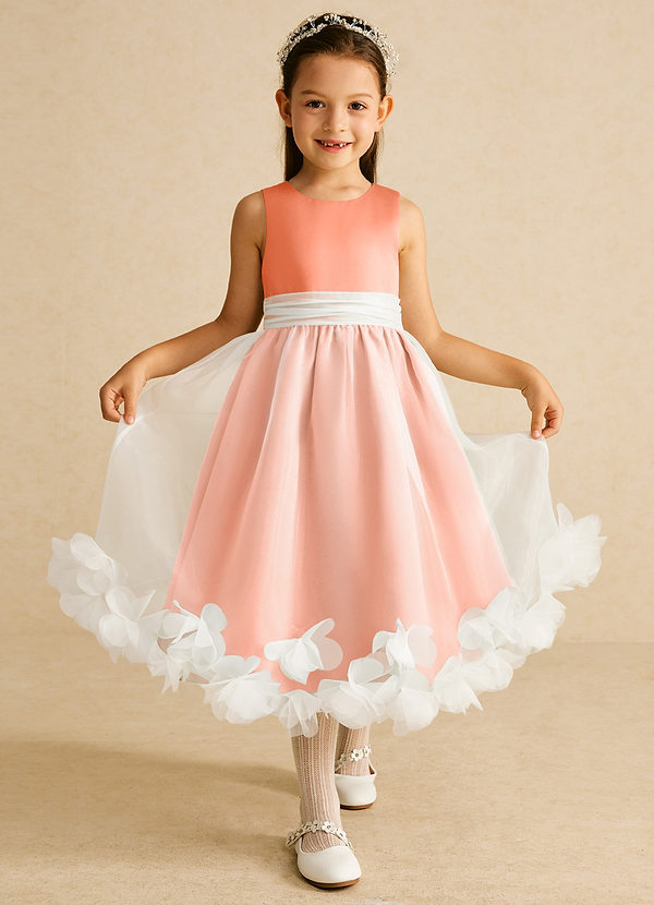 Azazie Stardust Flower Girl Dresses Sunset A-Line Sleeveless Organza Dress image1