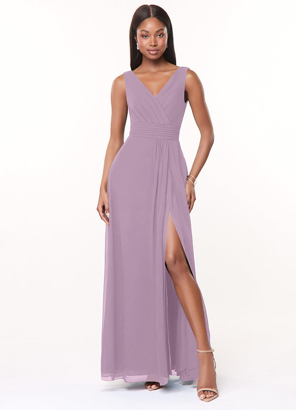 Azazie Karina Bridesmaid Dresses Wisteria A-Line Pleated Chiffon Dress image1