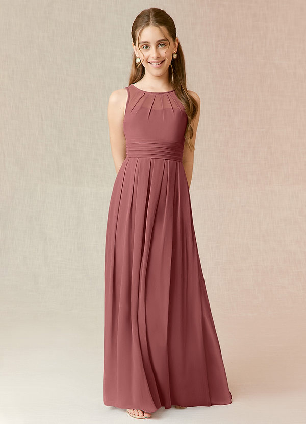Azazie Bibiane Junior Amethyst A-Line Pleated Chiffon Dress image1