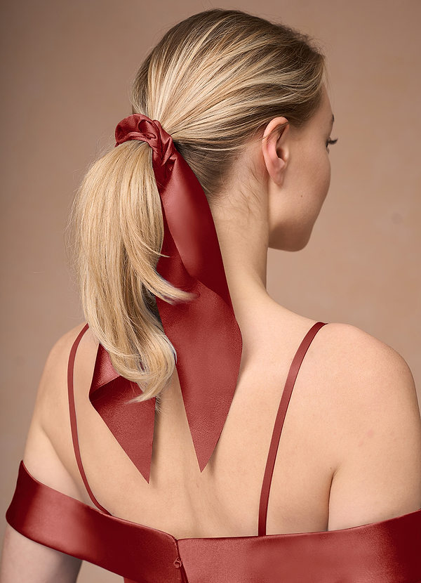 front Matching Color Matte Satin Hair Scarf Scrunchie