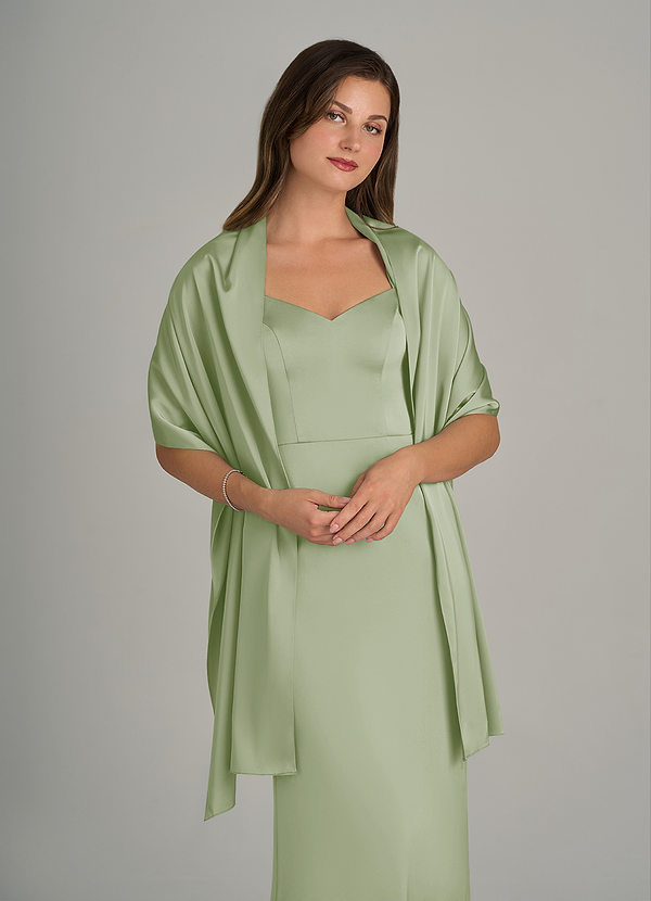 front Azazie Châle Irlandais En Satin Extensible De Couleur Assortie