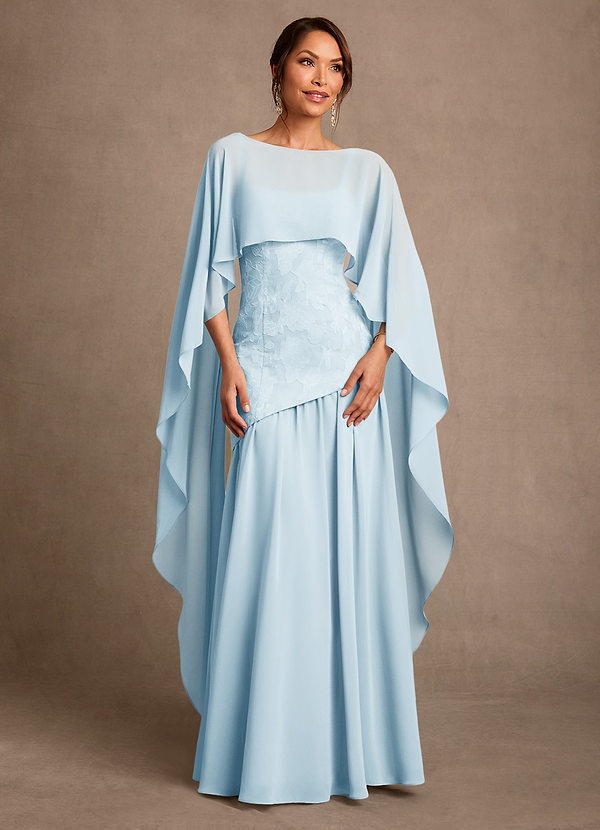 Azazie Flossie Mother of the Brides Dresses Sky Blue A-Line Pleated Chiffon Dress image1