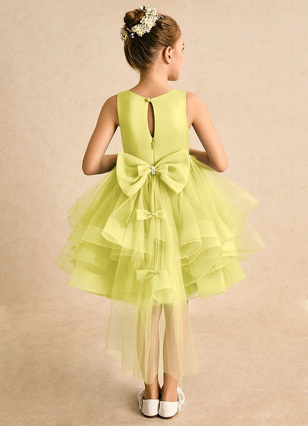 Azazie Tinie Abiti da Damigella Bambina Abito Principessa in Tulle Fiocco Canarino image1
