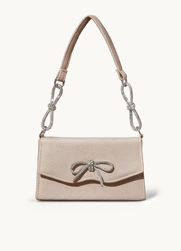 front Bolso bajo el brazo con diamantes de imitación y lazo