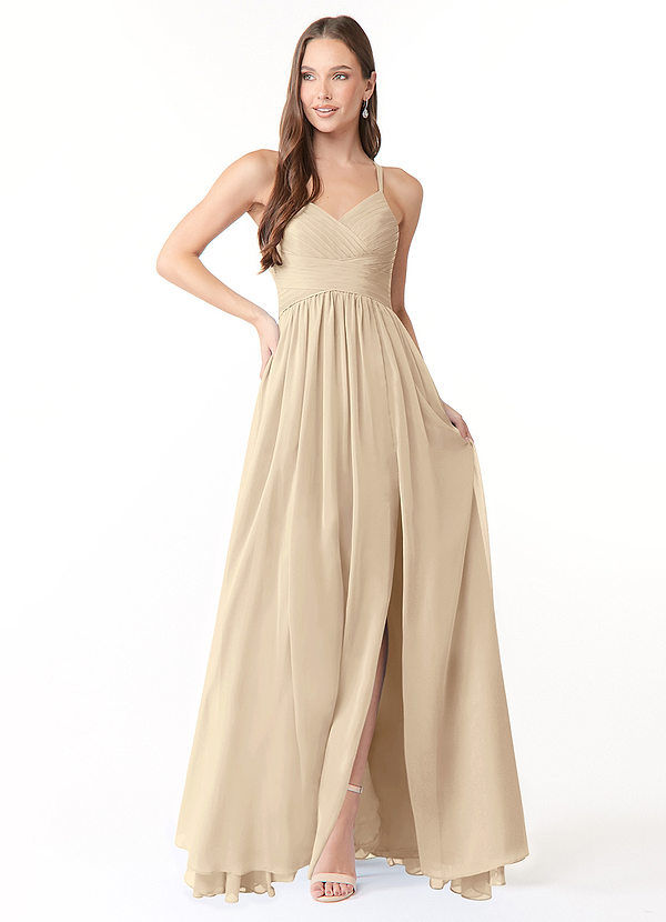 Azazie Jeanna Bridesmaid Dresses A-Line Pleated Chiffon Floor-Length Dress image1