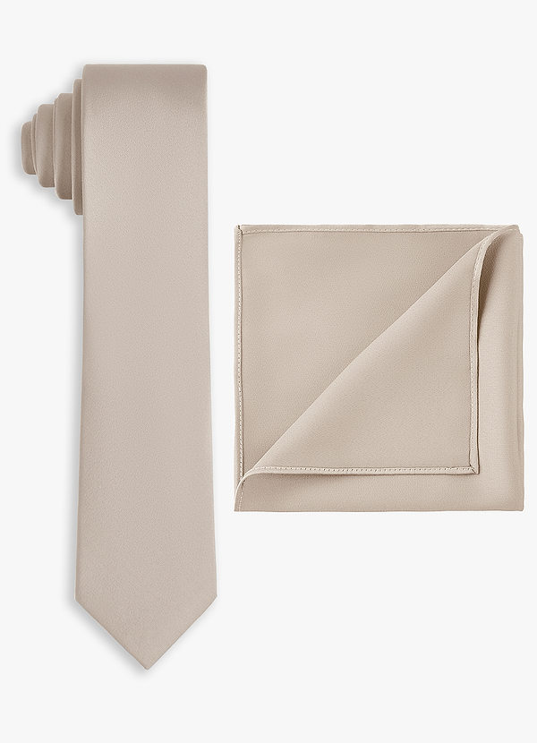 front Set cravatta sottile in raso elasticizzato e fazzoletto da taschino