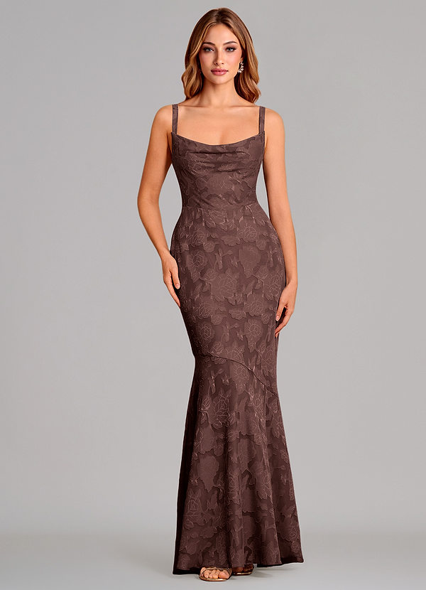 Azazie Aubrey Vestidos Dama de Honor Vestido de Expresado de Devorado Floral de Corte Sirena con Lazo image1