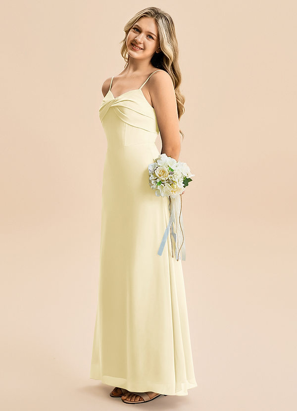 Azazie Jordyn Junior Linia A Dekolt w kształcie serca Szyfon Długość podłogi Młodsza druhna Sukienka image1