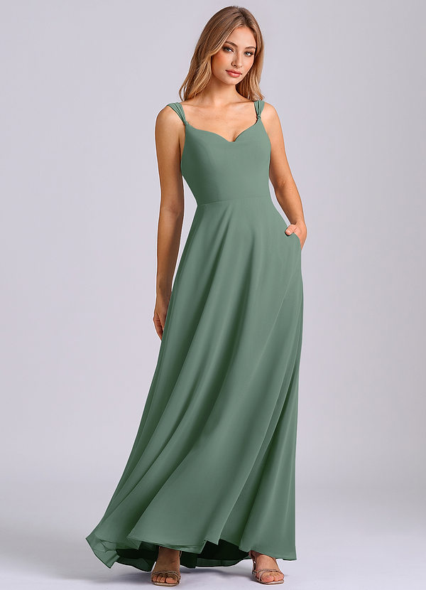 Azazie Beatrice Bridesmaid Dresses Eucalyptus A-Line Sweetheart Neckline Chiffon Dress image1