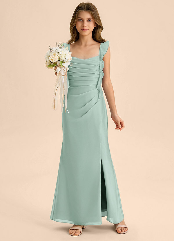 Azazie Jessamine Junior Vestido Agave de Gasa de Corte Sirena con Escote corazón image1