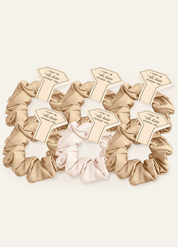 front Ensemble De Six Chouchous En Satin Extensible Pour Demoiselle D'Honneur, Couleurs Assorties, Couleurs Mélangées, Taille Normale