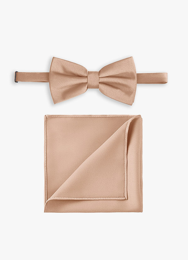 front Ensemble nœud papillon et pochette en satin extensible