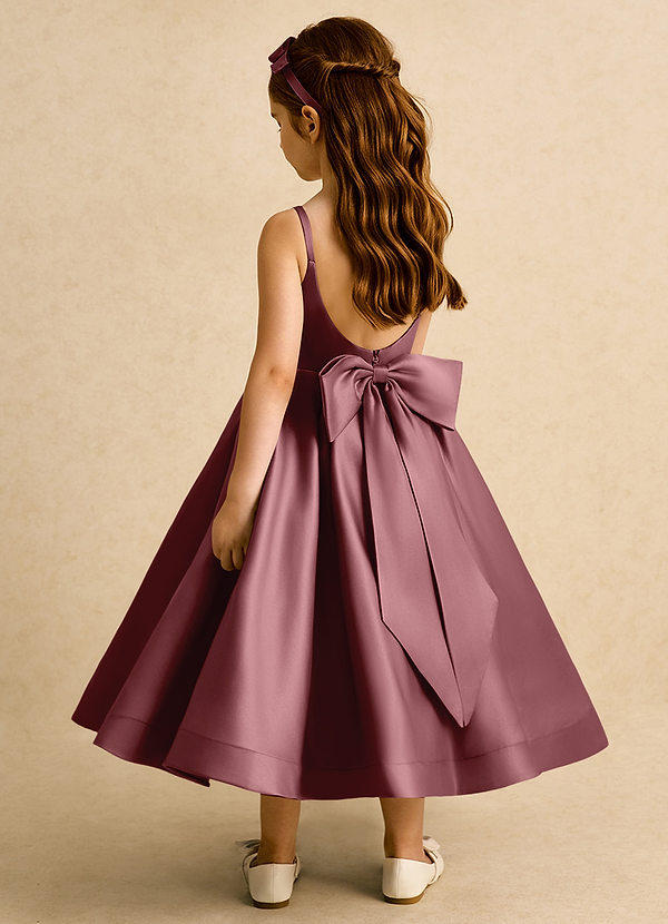 Azazie Babs Flower Girl Dresses Desert Rose Ball-Gown Pleated Matte Satin Dress image1