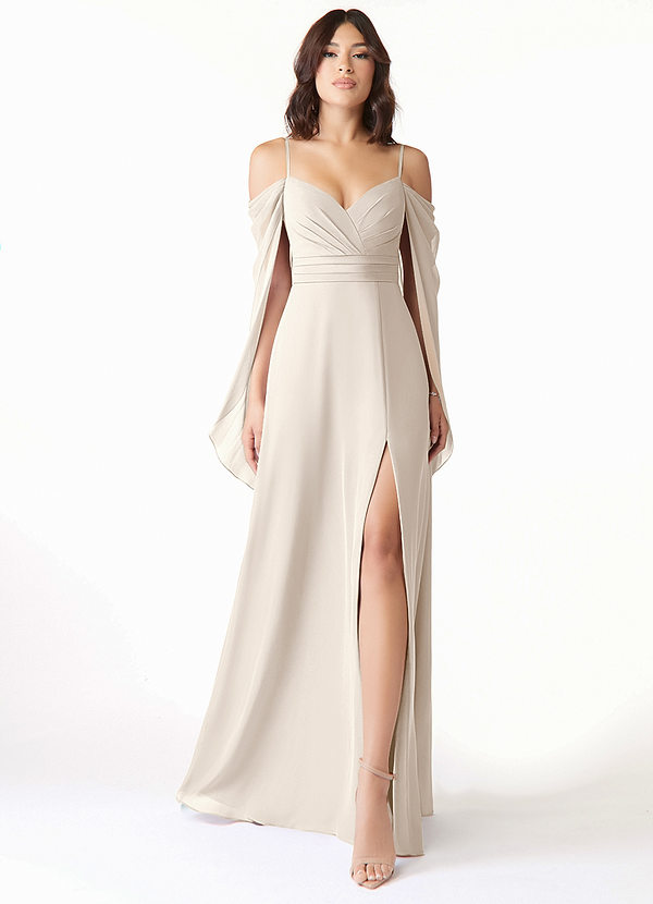 Cienna Bridesmaid Dresses White Alabaster A-Line Long Sleeve Chiffon Dress image1