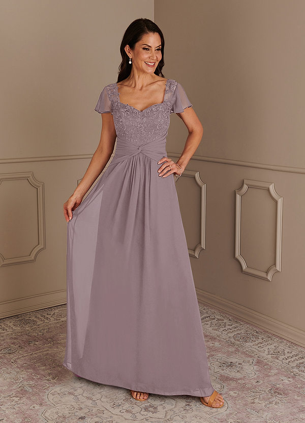 Azazie Gwenyth Brautmutterkleider A-Linie Spitze Chiffon Kleid Dämmerung image1