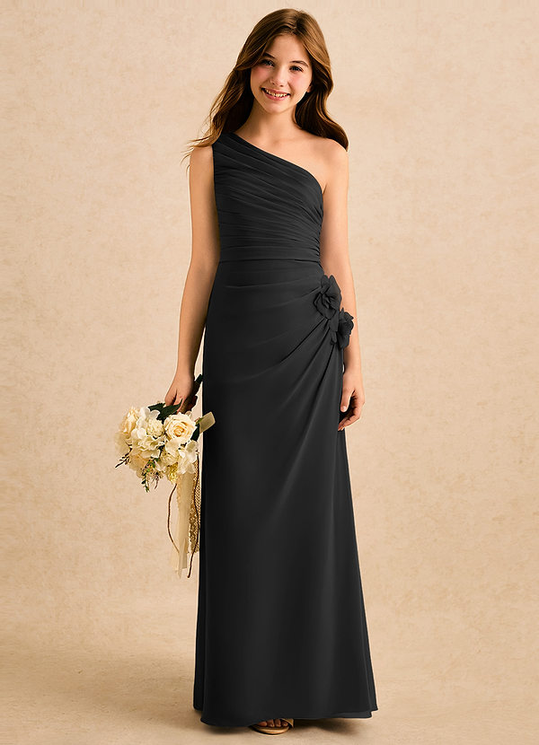 Azazie Sophie Girls Formal Sukienki dla dziewczynek sypiących kwiaty Osłona Jedno ramię Szyfon Długość podłogi Sukienka image1