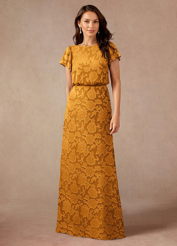 Azazie Lehi Suknie dla Matki Panny Młodej Linia A Łódkowaty dekolt Kwiatowe wypalenie Długość podłogi Sukienka image1