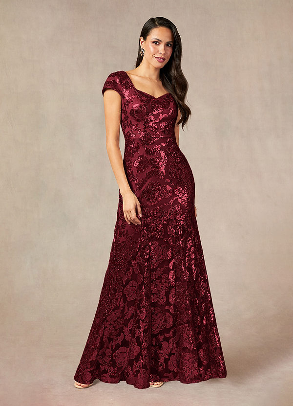 Azazie Korinna Brautmutterkleider Meerjungfrau-Linie Pailletten Kleid Cabernetrot image1