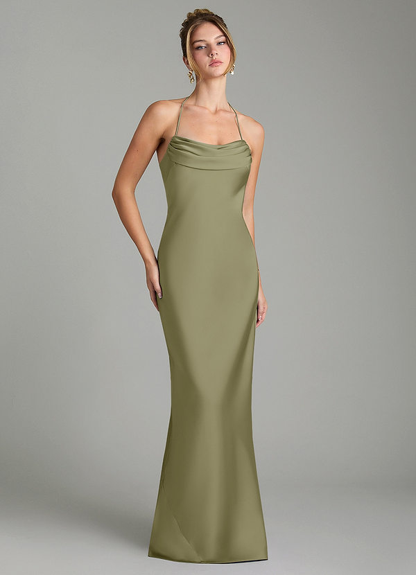 Azazie Mae Brautjungfernkleider Meerjungfrau-Linie Plissee Stretch-Satin Kleid Pistazie image1