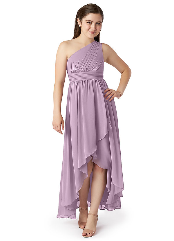 Vestidos Modernos AsiméTricos Para Damas De Honor Junior Con Cuello De Capa Azul Cielo