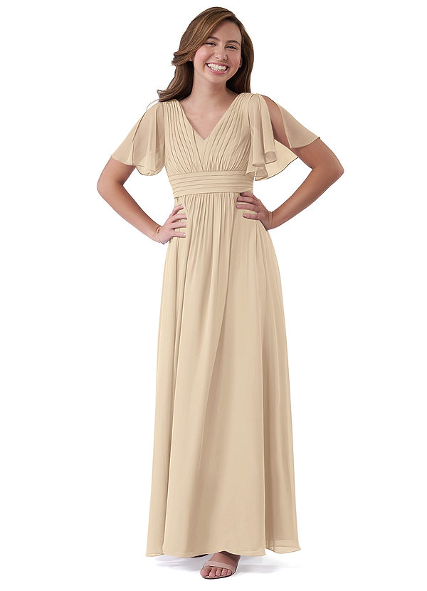 Vestidos Modernos Para Damas De Honor Junior De Longitud Té Con Falda AsiméTrica Azul Pizarra main image 1