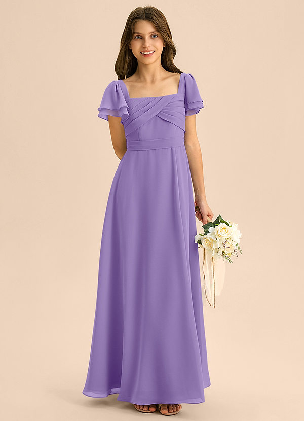 Azazie Azey Junior Tahiti A-Line Ruched Chiffon Dress image1