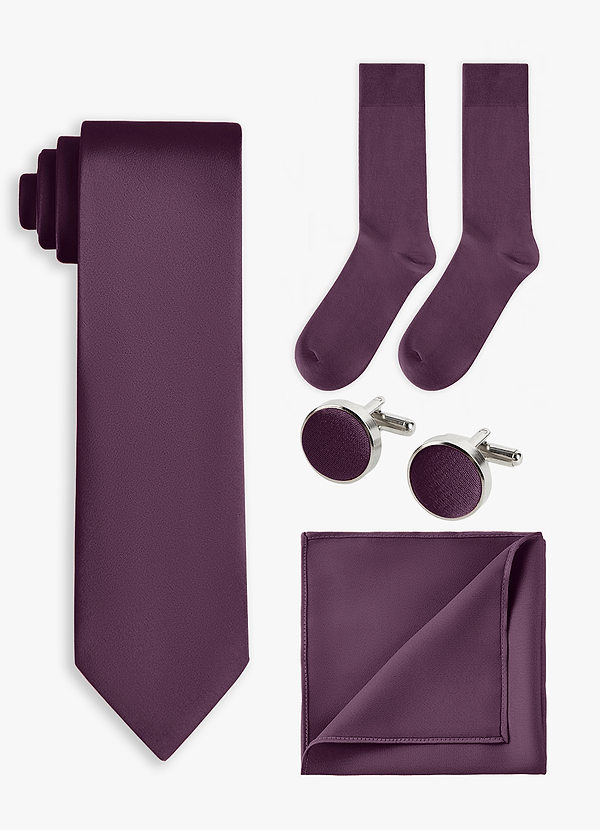 front Matching color 4-Piece Stretch Satin Wide Tie Set
