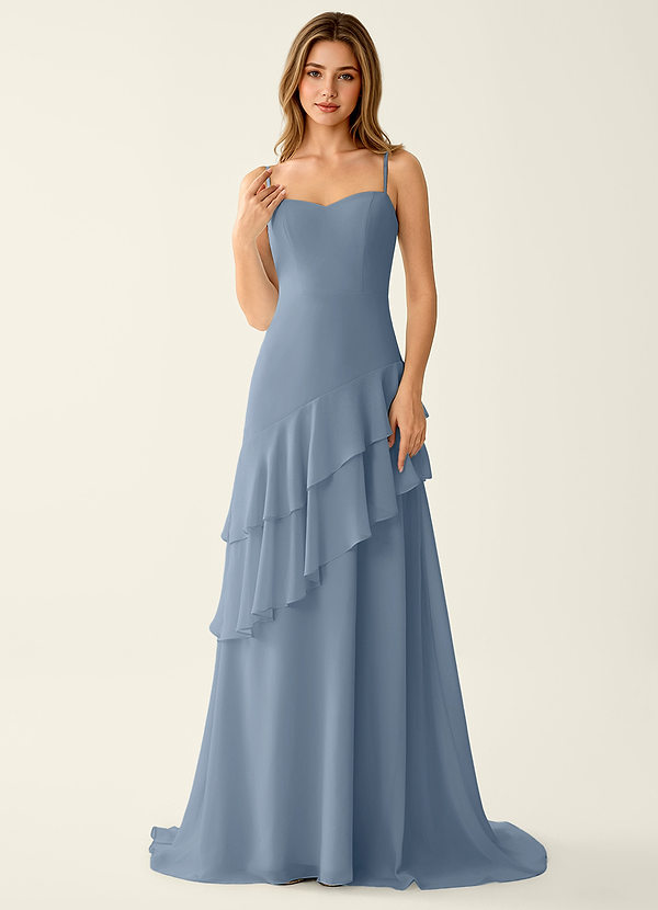 Fiorella Powder Blue Chiffon Ruffled A-line Prom Dress image1