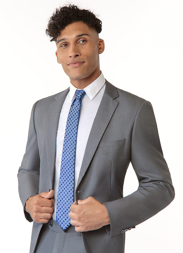 front Cravate Fine Homme Bleu Géométrique
