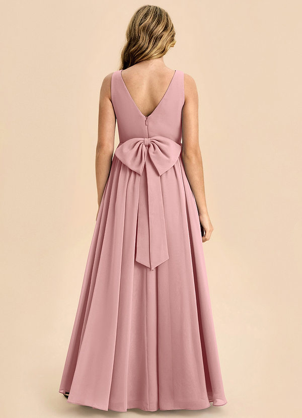 Azazie Hathaway Junior Dusty Rose A-Line Bow Chiffon Dress image1