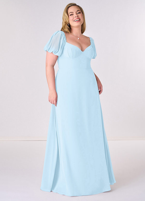 Barbie ♥ Azazie Bridesmaid Dresses Sky Blue A-Line Pleated Chiffon Dress image1