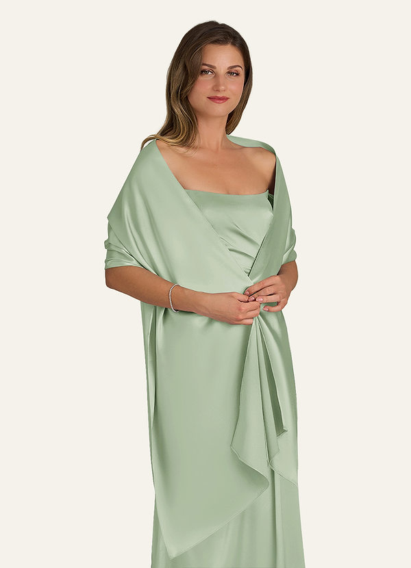 front Azazie Matching Color Metallic Satin Shawl