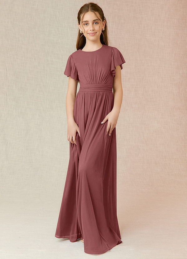 Azazie Mosley Junior A-Linie Gestreift Gittergewebe Kleid Amethyst image1