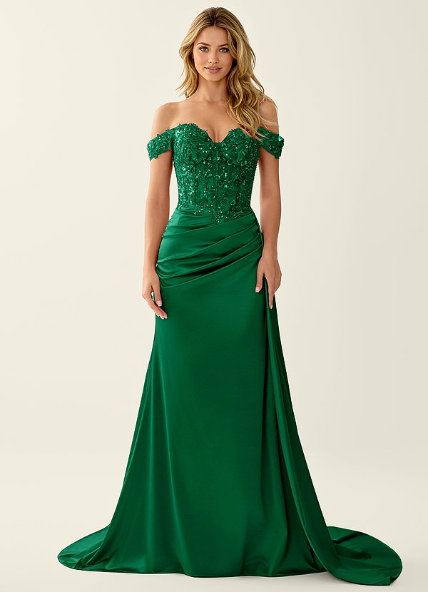 Nerine Dark Green Corset Mermaid Prom Dress image1